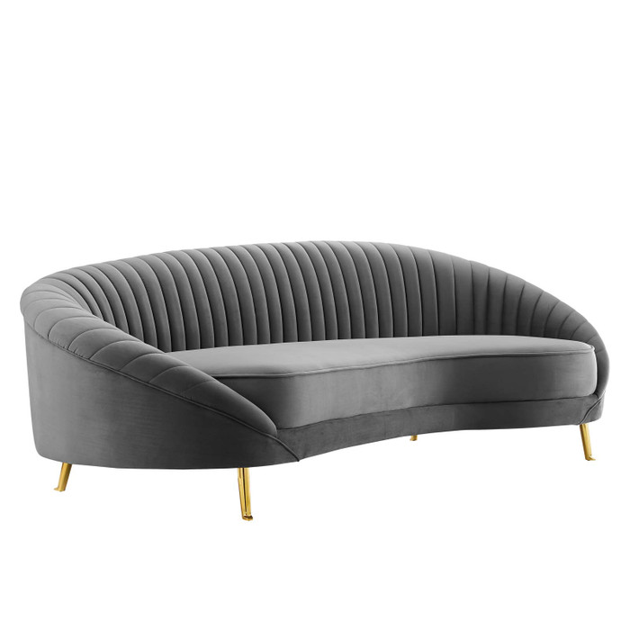 EEI-4405-GRY Camber Channel Tufted Performance Velvet Sofa By Modway