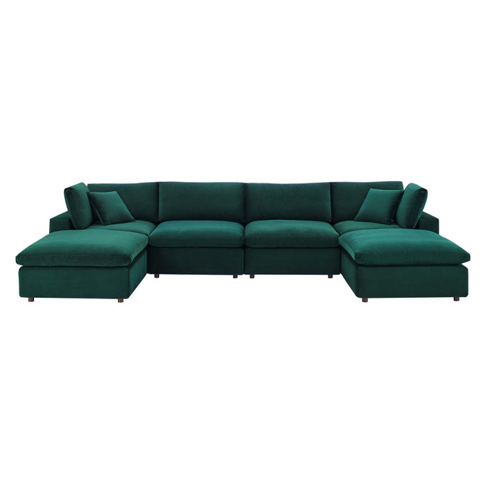 EEI-4821-GRN Commix Down Filled Overstuffed Performance Velvet 6-Piece Sectional Sofa By Modway