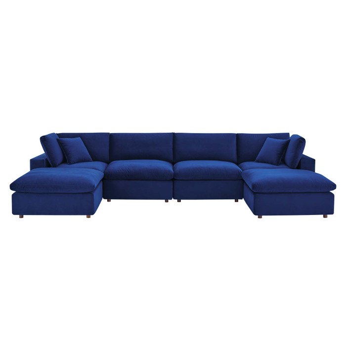 EEI-4821-NAV Commix Down Filled Overstuffed Performance Velvet 6-Piece Sectional Sofa By Modway