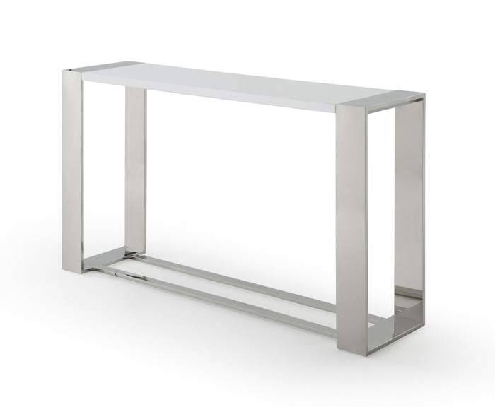 Modrest Fauna - Modern White High Gloss & Stainless Steel Console Table VGBBBN-2X-CT-WHT