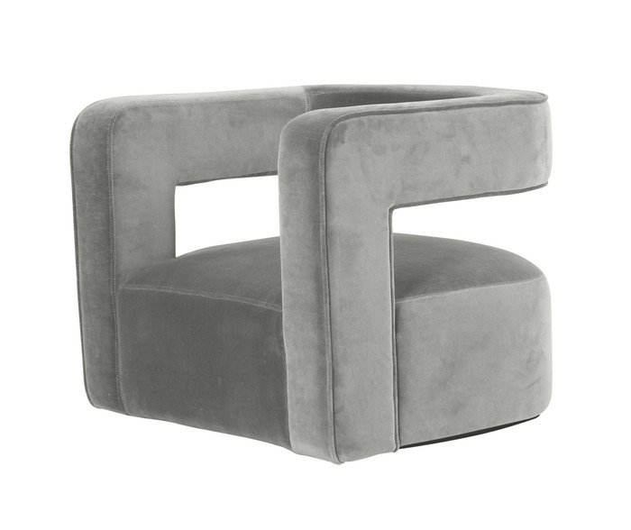 Modrest Fanny - Modern Swivel Grey Velvet Accent Chair VGMFOC-2499-GRY-CH
