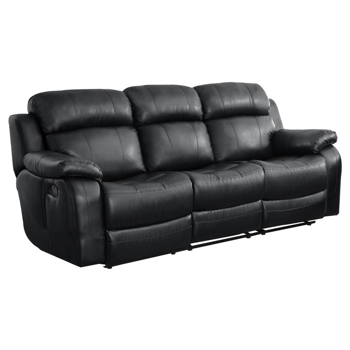 Marille Double Reclining Sofa With Center Drop-Down Cup Holders 9724BLK-3