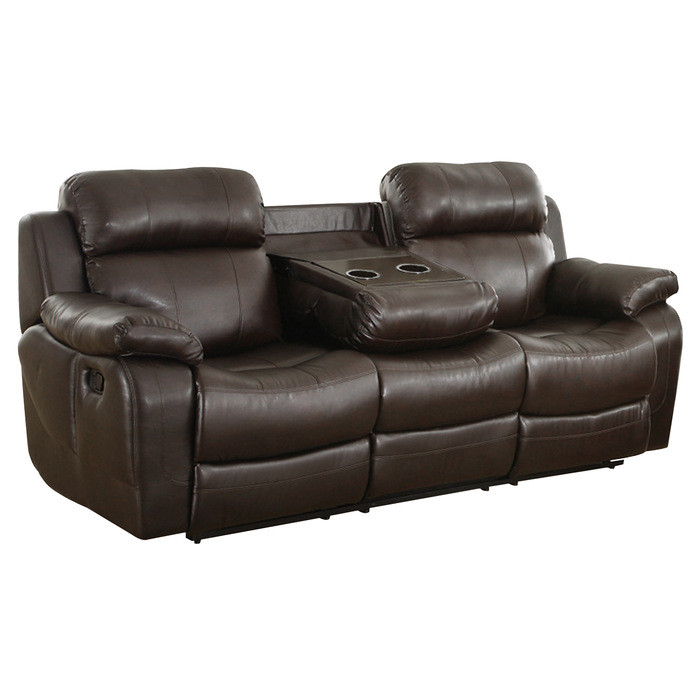 Marille Double Reclining Sofa With Center Drop-Down Cup Holders 9724BRW-3