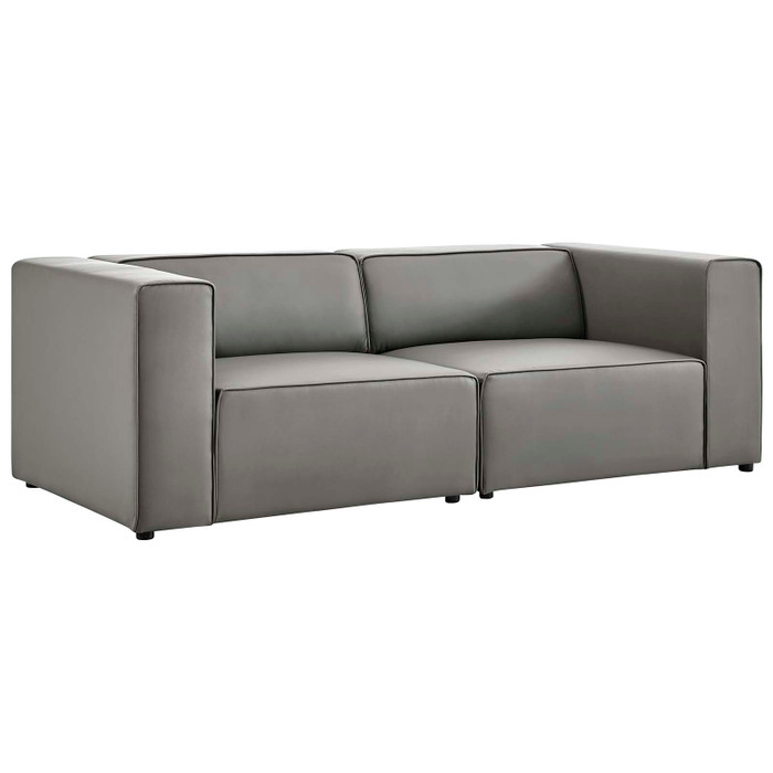 EEI-4788-GRY Mingle Vegan Leather 2-Piece Sectional Sofa Loveseat By Modway