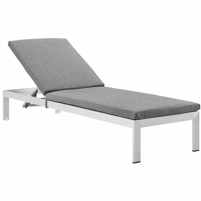 EEI-5547-SLV-GRY Shore Outdoor Patio Aluminum Chaise With Cushions By Modway