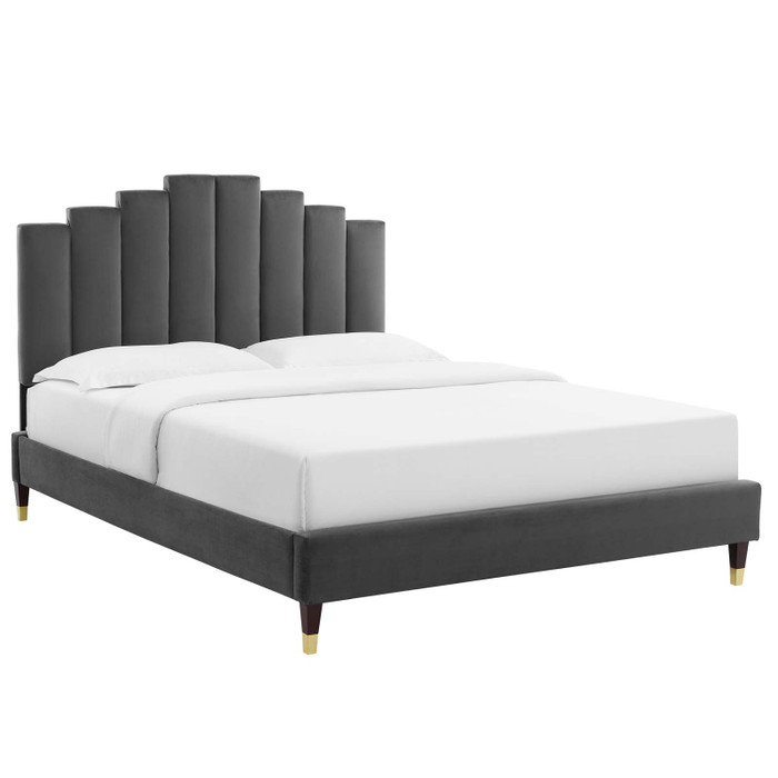 MOD-6691-CHA Elise Queen Performance Velvet Platform Bed By Modway