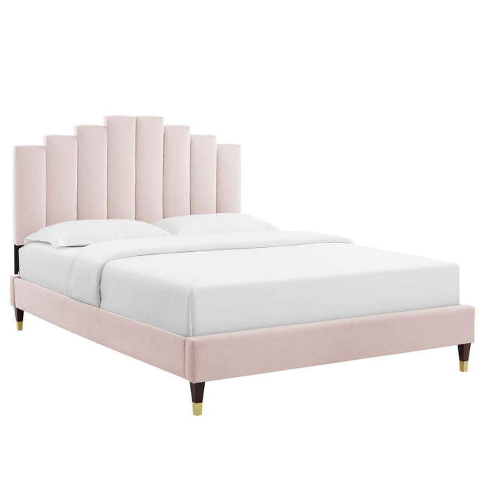 MOD-6874-PNK Elise Full Performance Velvet Platform Bed By Modway