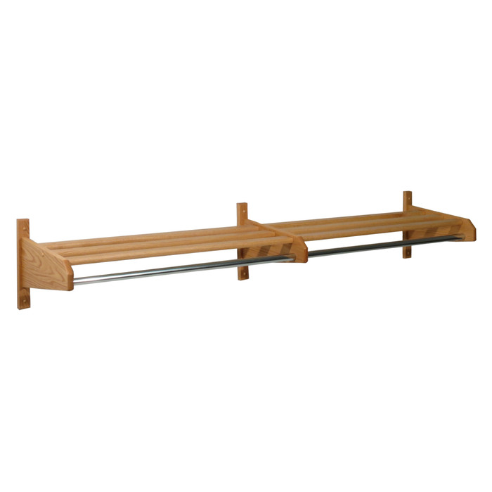 48DCRLO 50" Oak Coat & Hat Rack, 1" Diameter Bar, Light Oak By Wooden Mallet