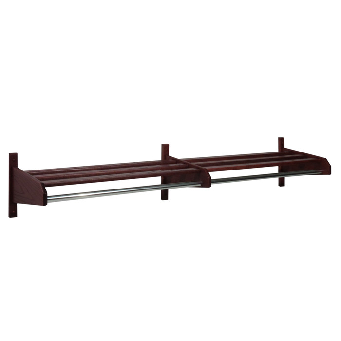 64DCRMH 66" Oak Coat & Hat Rack, 1" Diameter Bar, Mahogany By Wooden Mallet