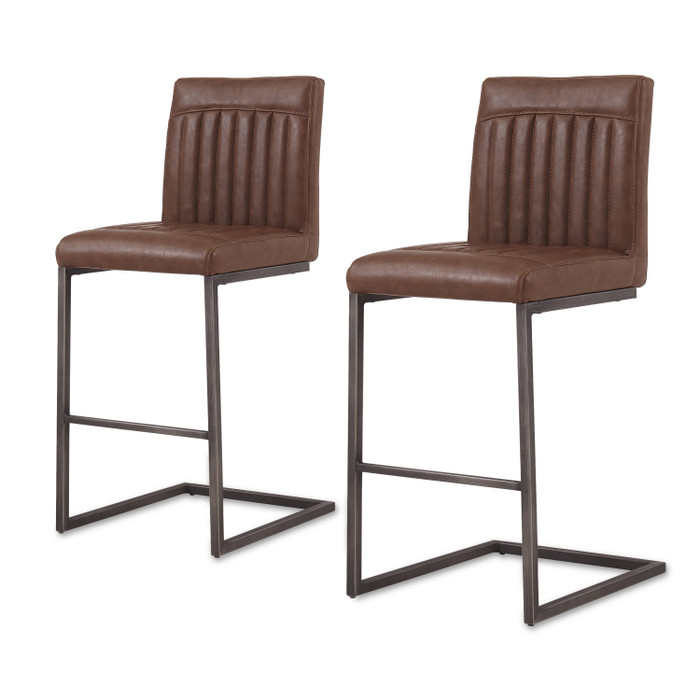 Ronan Pu Leather Counter Stool,Set Of 2 1060008-215