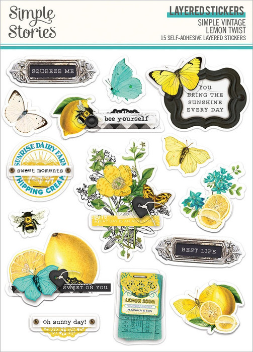 Simple Vintage Lemon Twist Layered Stickers 15/Pkg- (Pack Of 3) 653432
