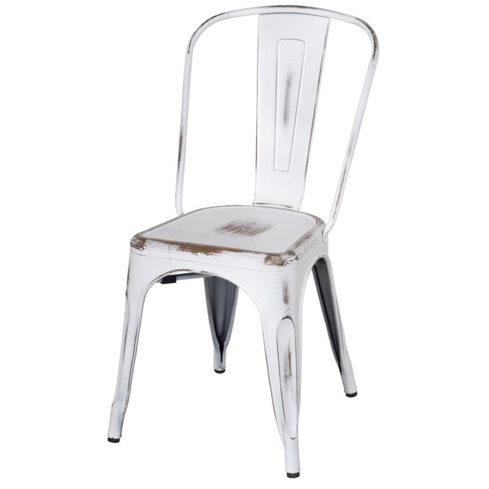 Metropolis Metal Dining Side Chair, Distressed White - Set Of 4 938233-DW