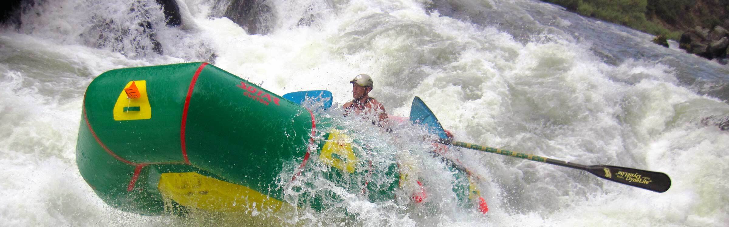 Covey Baack whitewater rafting with a Sawyer oars