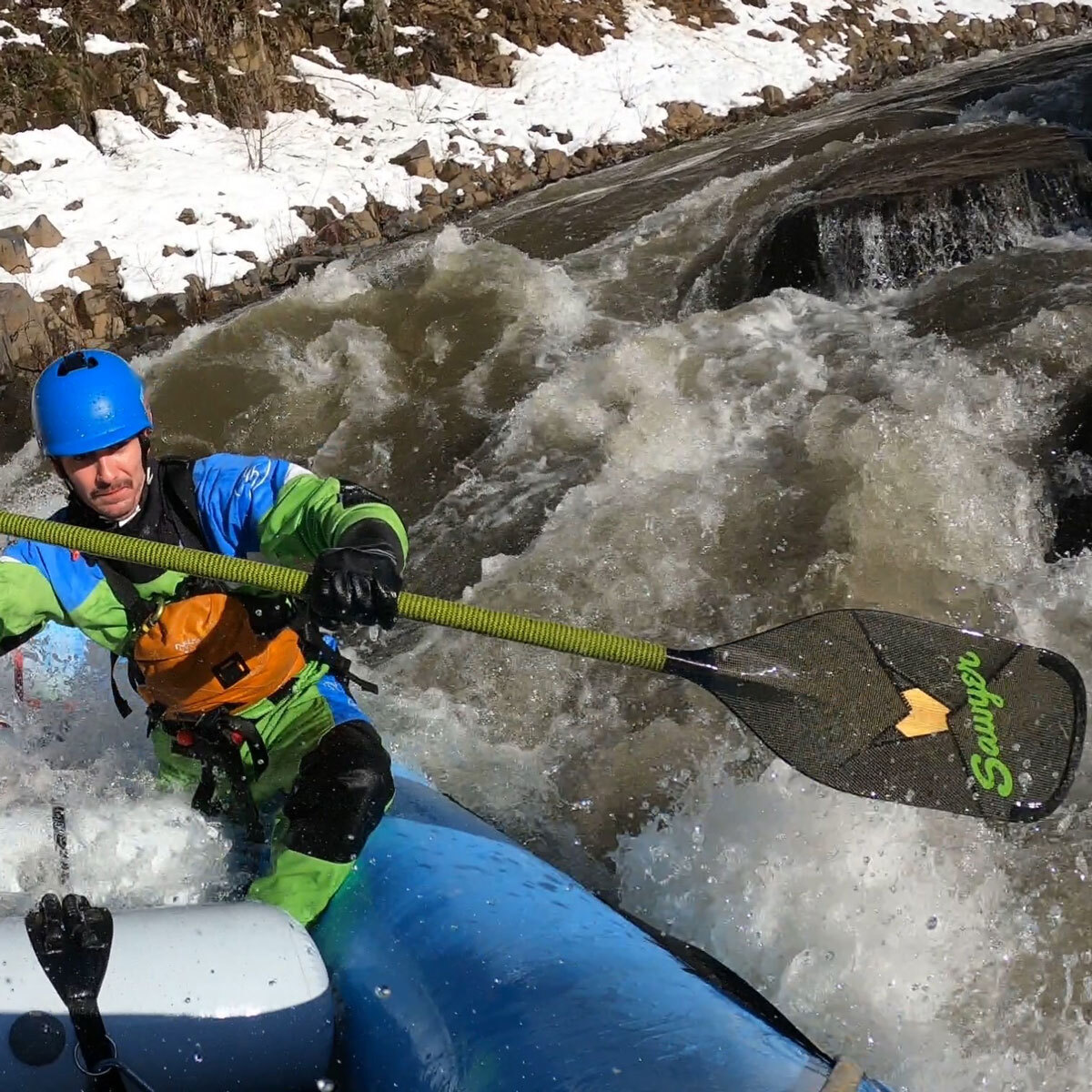 Doug Izzo paddling technical whitewater