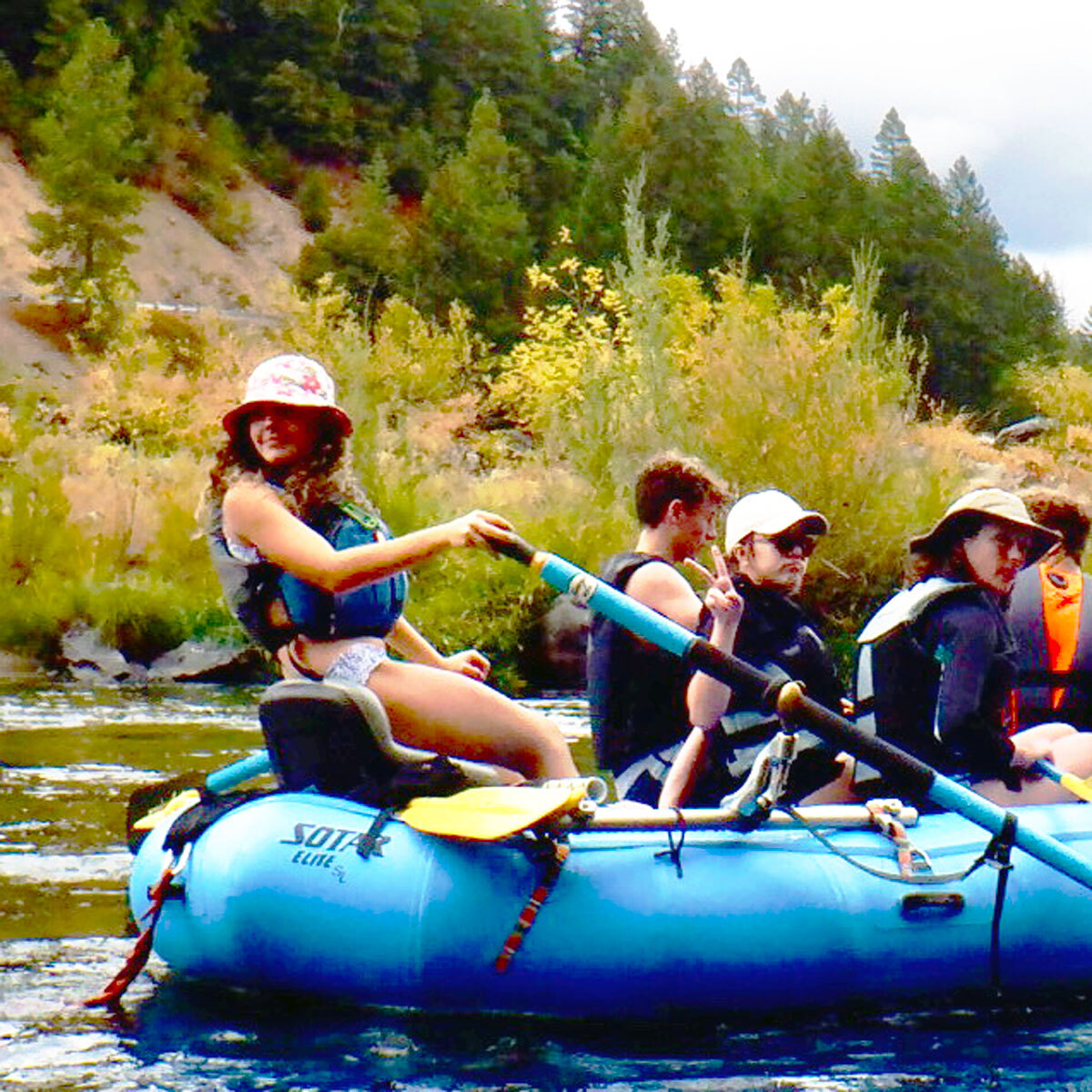 Ellie Clapp with the rafting community