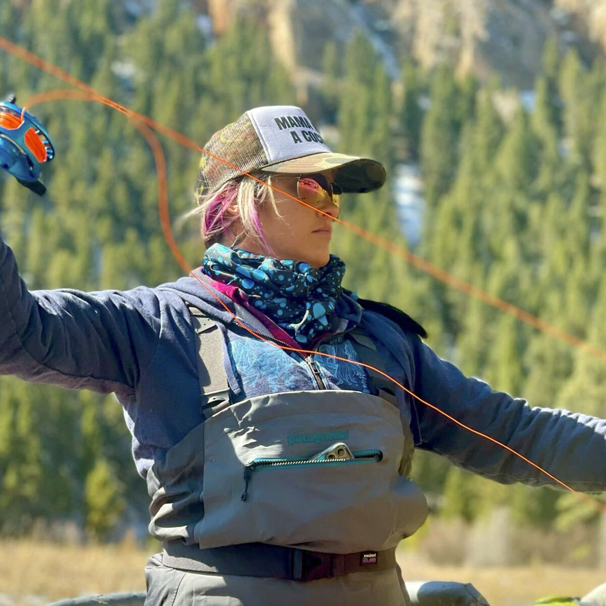 Kelsey Helfrich guiding fly fishing trips