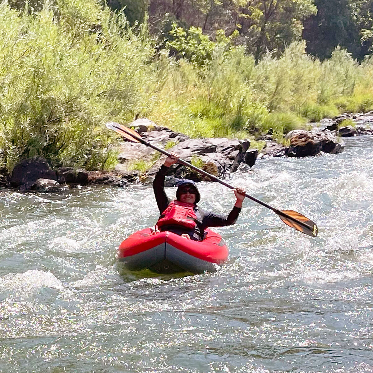 Paddling demo equipment on the water