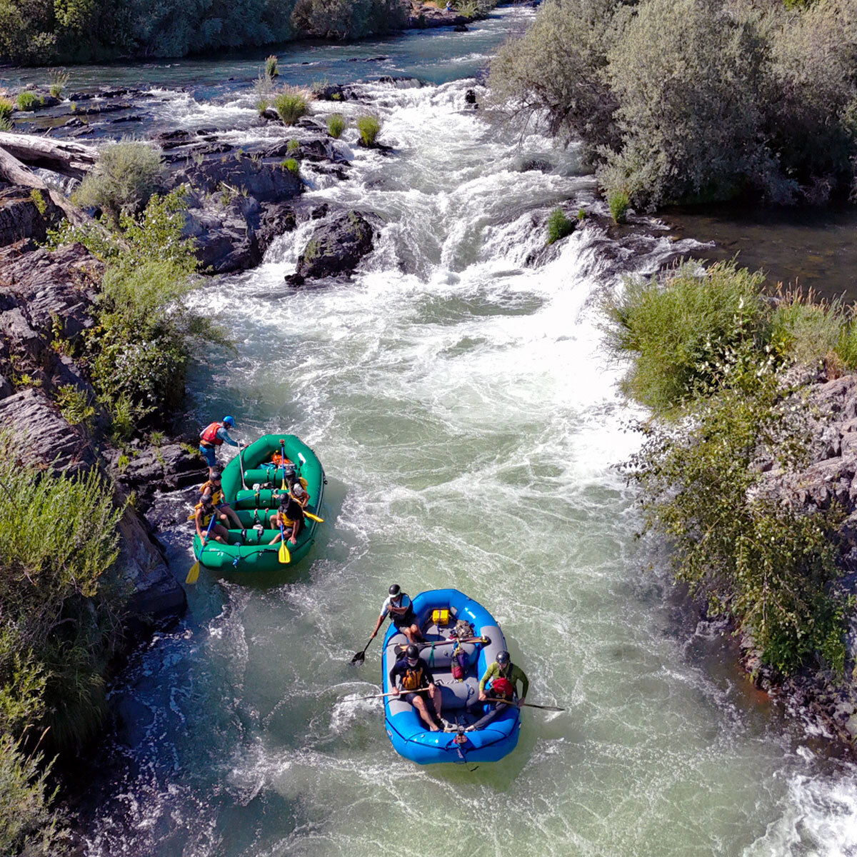 River demo day gear on water