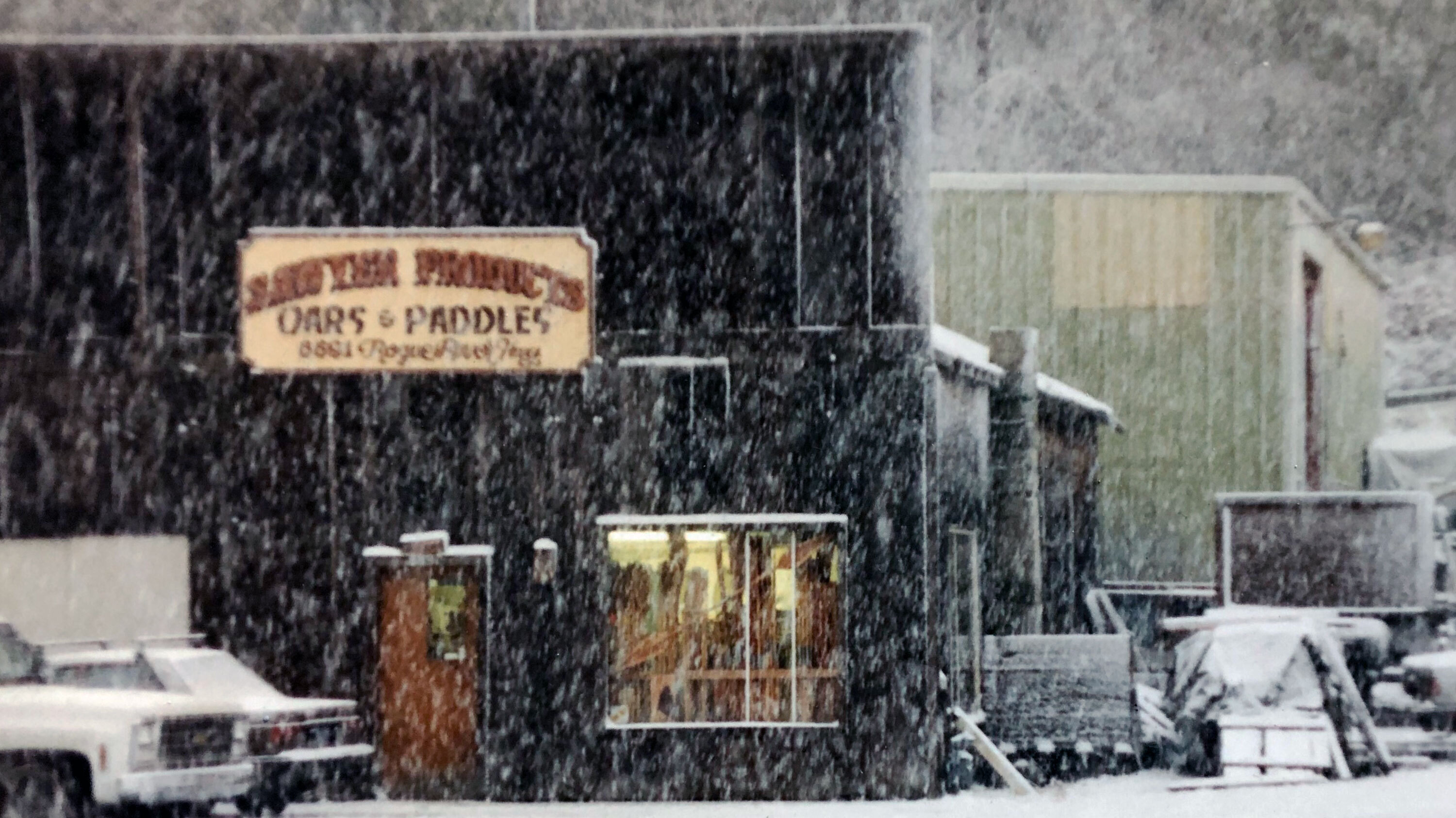 Rogue River Factory in Winter Early Sawyer Paddles and Oars Factory in Rogue River