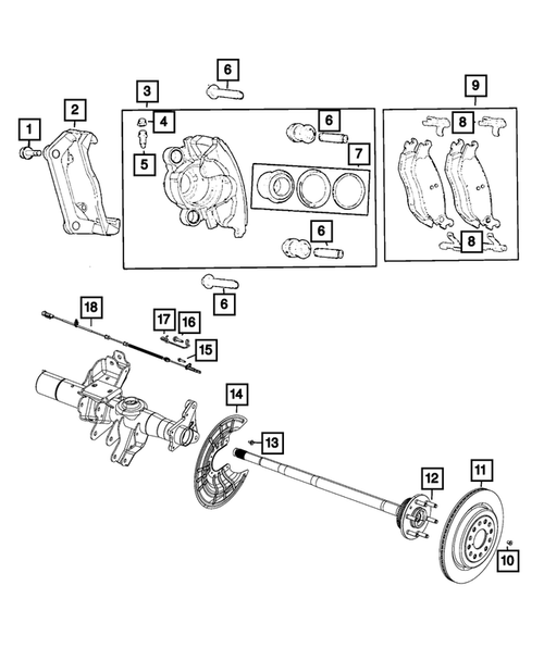 Disc Brake Caliper Assembly, Rear Right - Mopar RAM 19+ DT