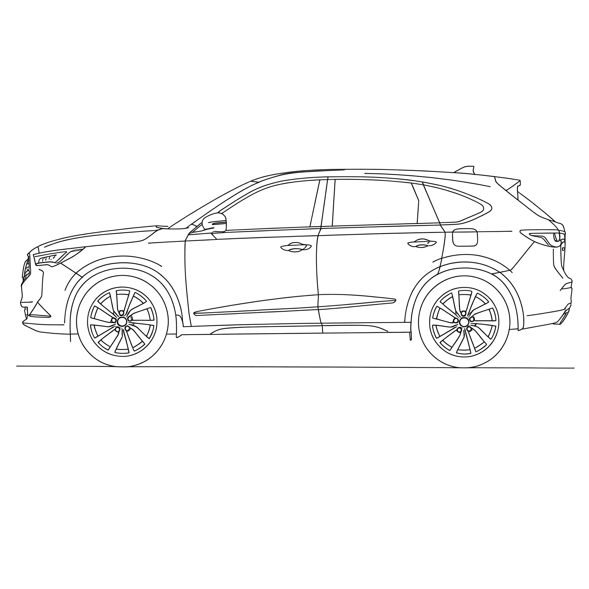 Illustrated profile outline of the Acura MDX 4th gen YD8/9/YE1