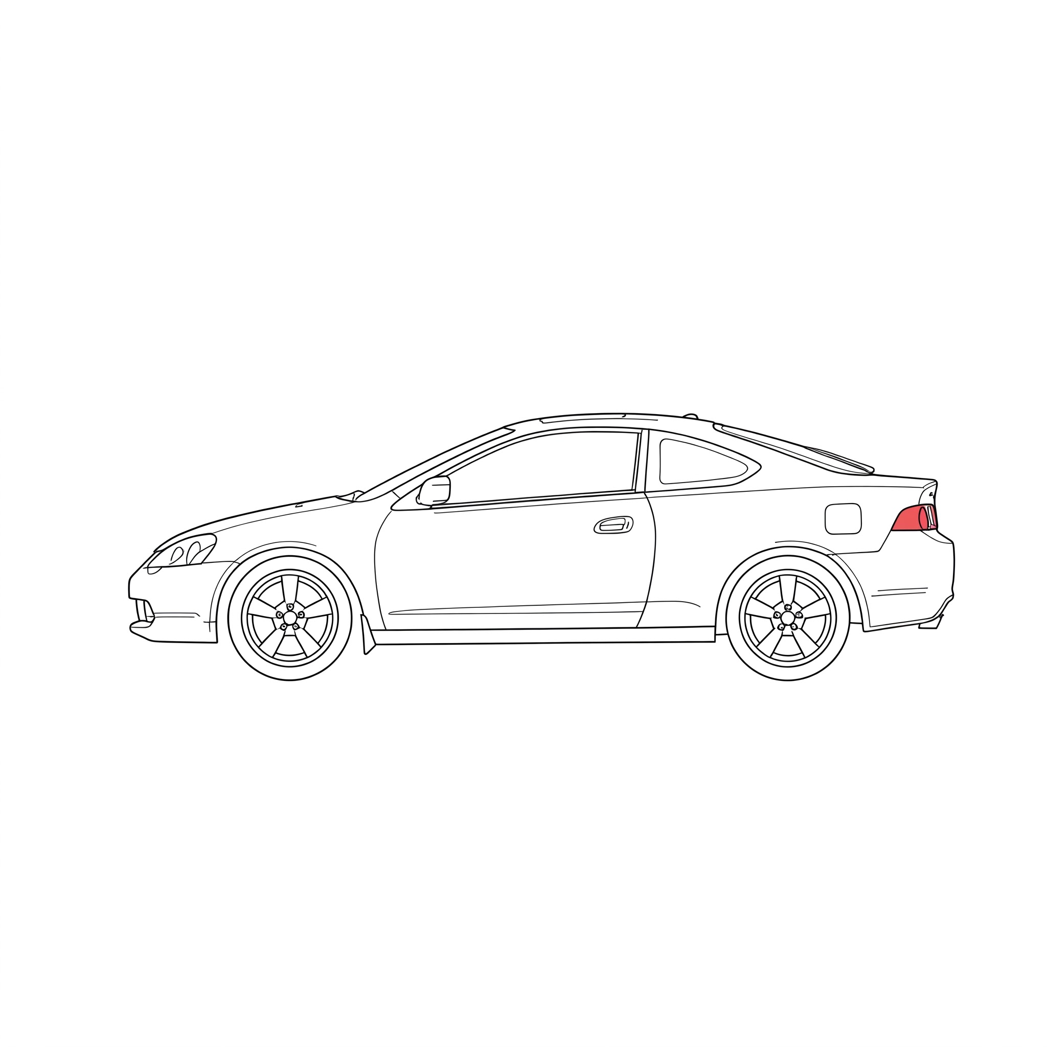 Illustrated profile outline of the Acura RSX -