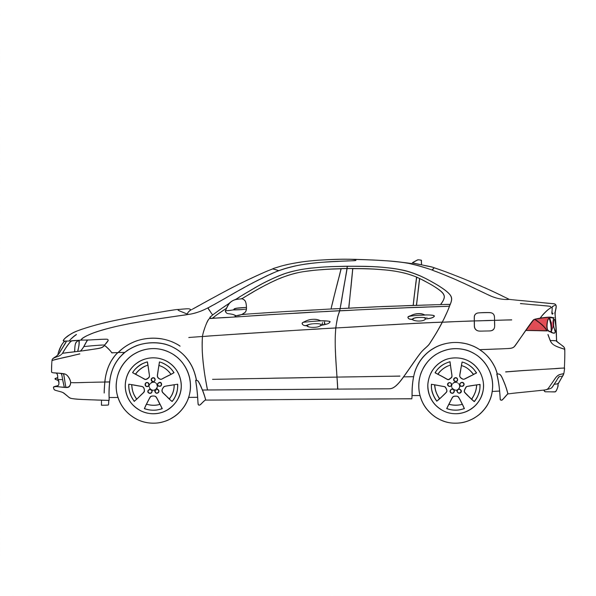Illustrated profile outline of the Acura TSX 1st gen