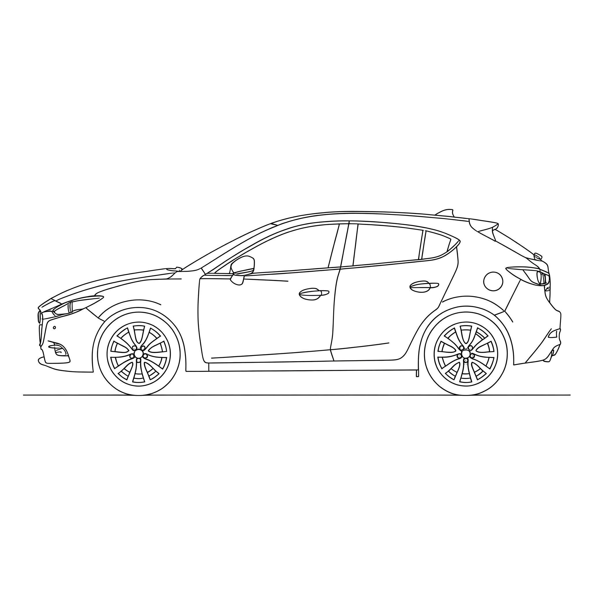 Illustrated profile outline of the Mazda 3 3rd gen BM, BN