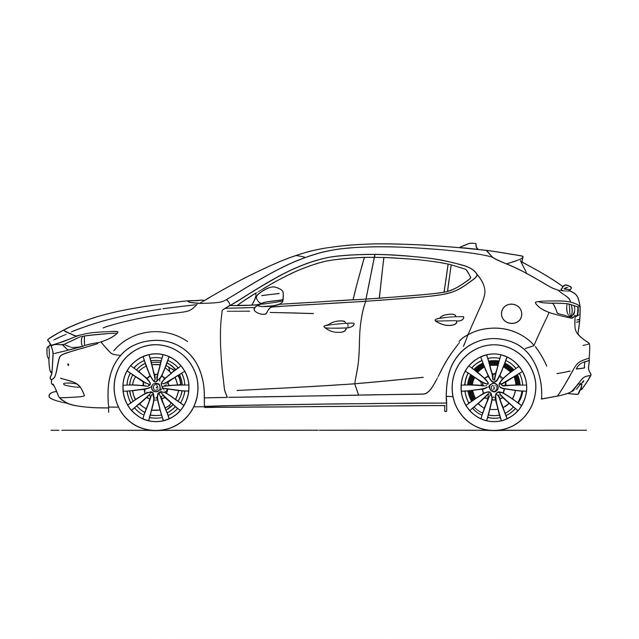 Illustrated profile outline of the Mazda 3 4th gen BP