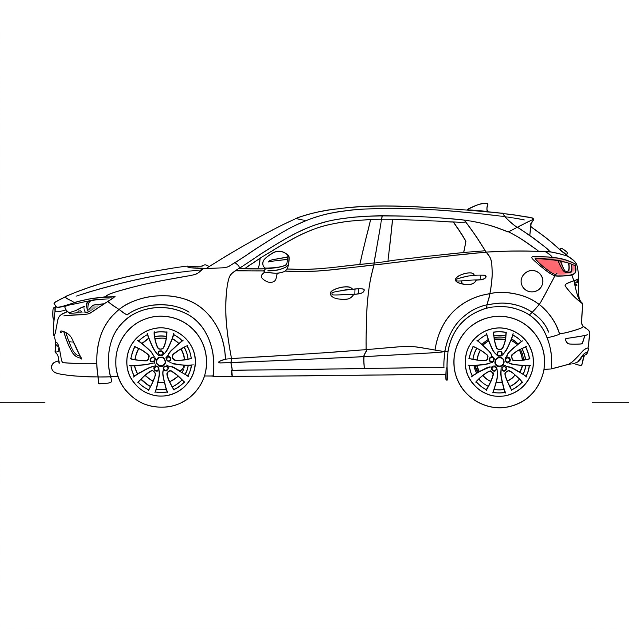Illustrated profile outline of the Mazda CX-3 -