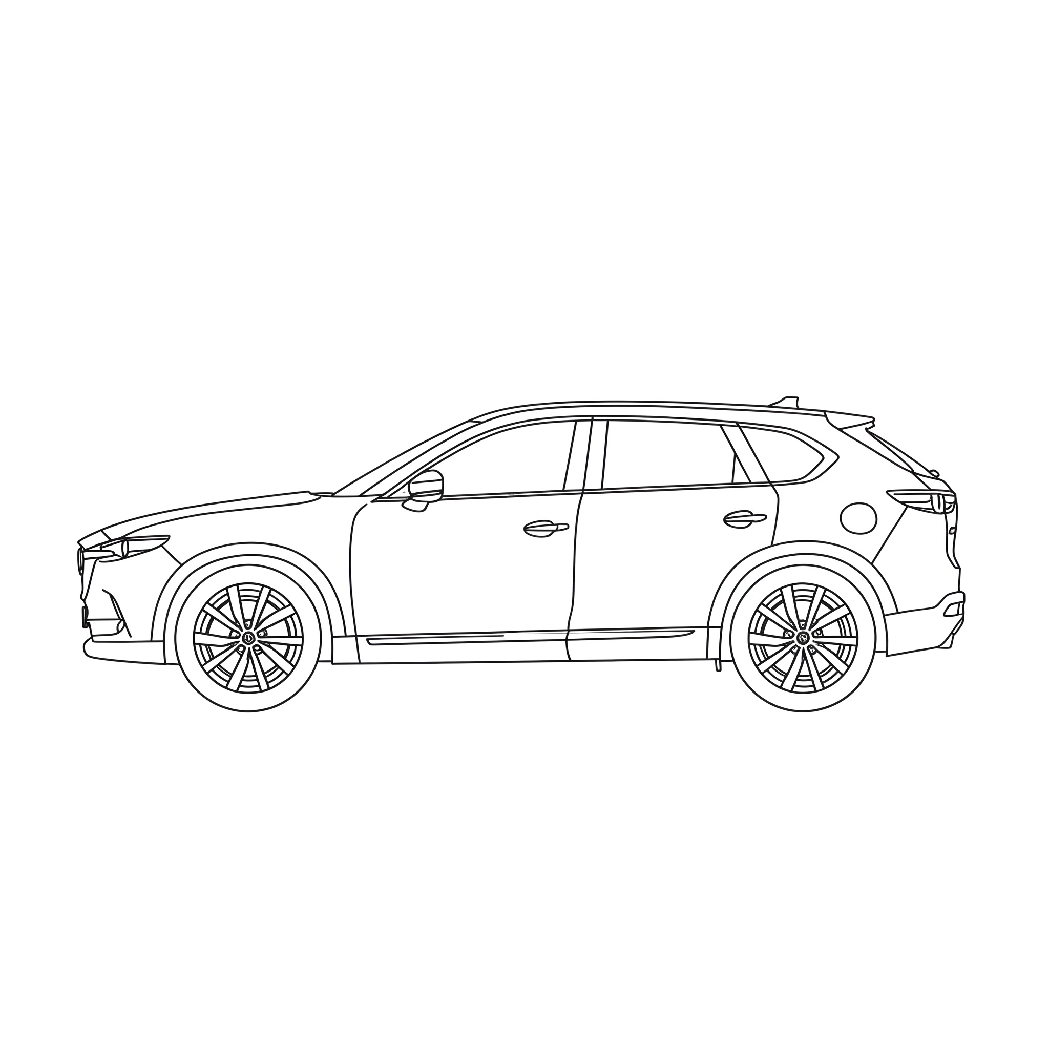 Illustrated profile outline of the Mazda CX-90 -