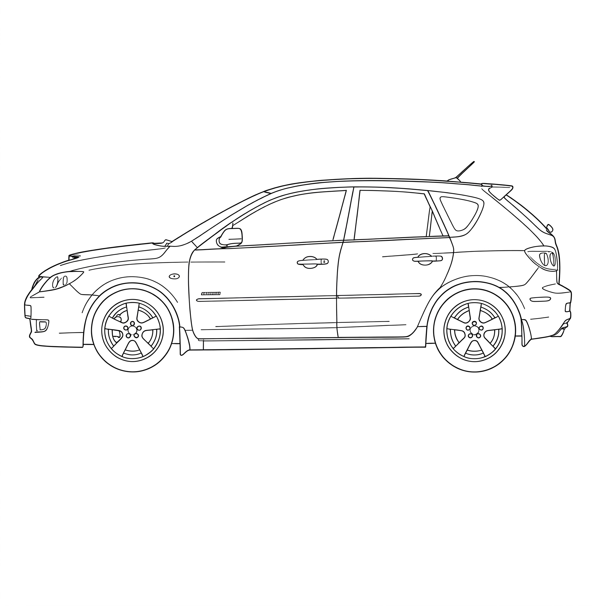 Illustrated profile outline of the Mazda Mazdaspeed 3 1st gen BK