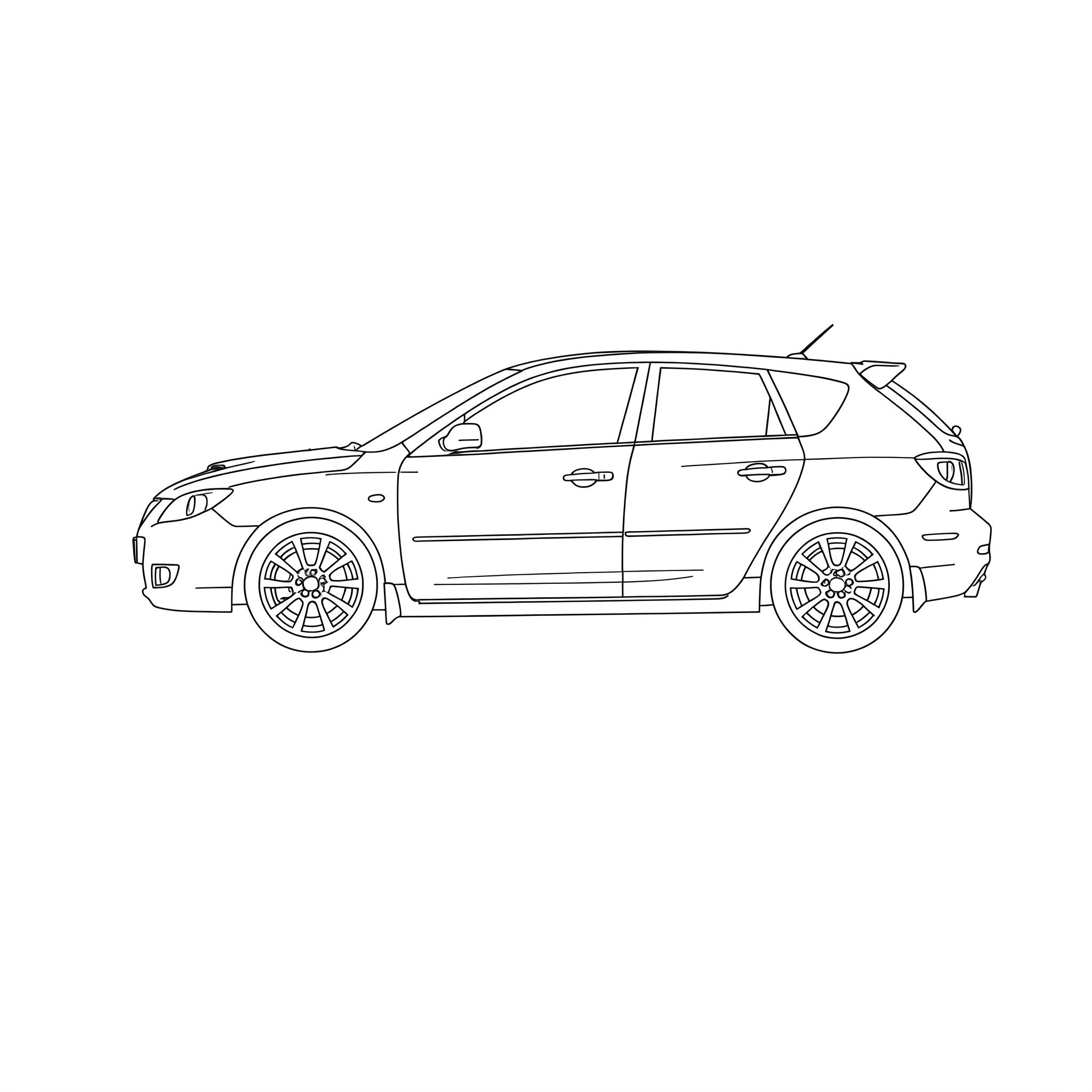 Illustrated profile outline of the Mazda Mazdaspeed 3 2nd gen BL