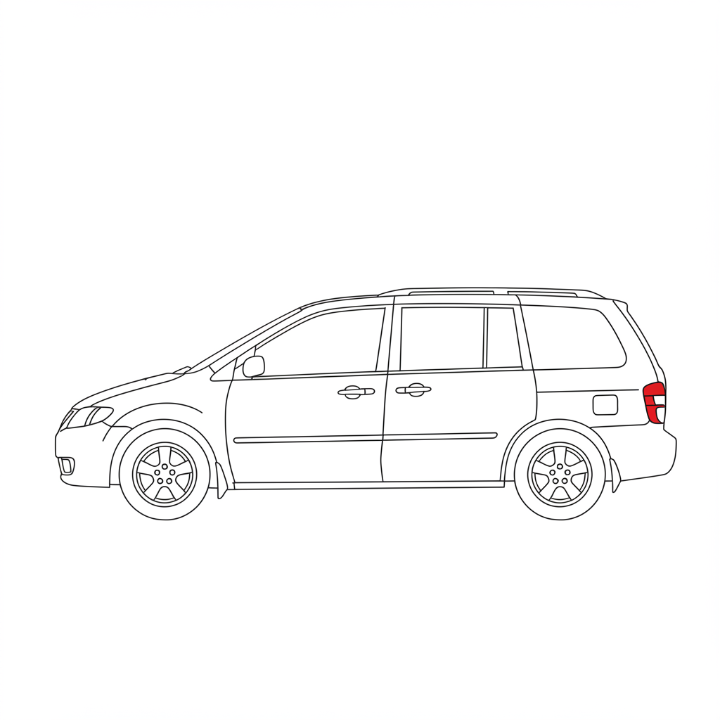 Illustrated profile outline of the Mazda MPV 2nd gen LW