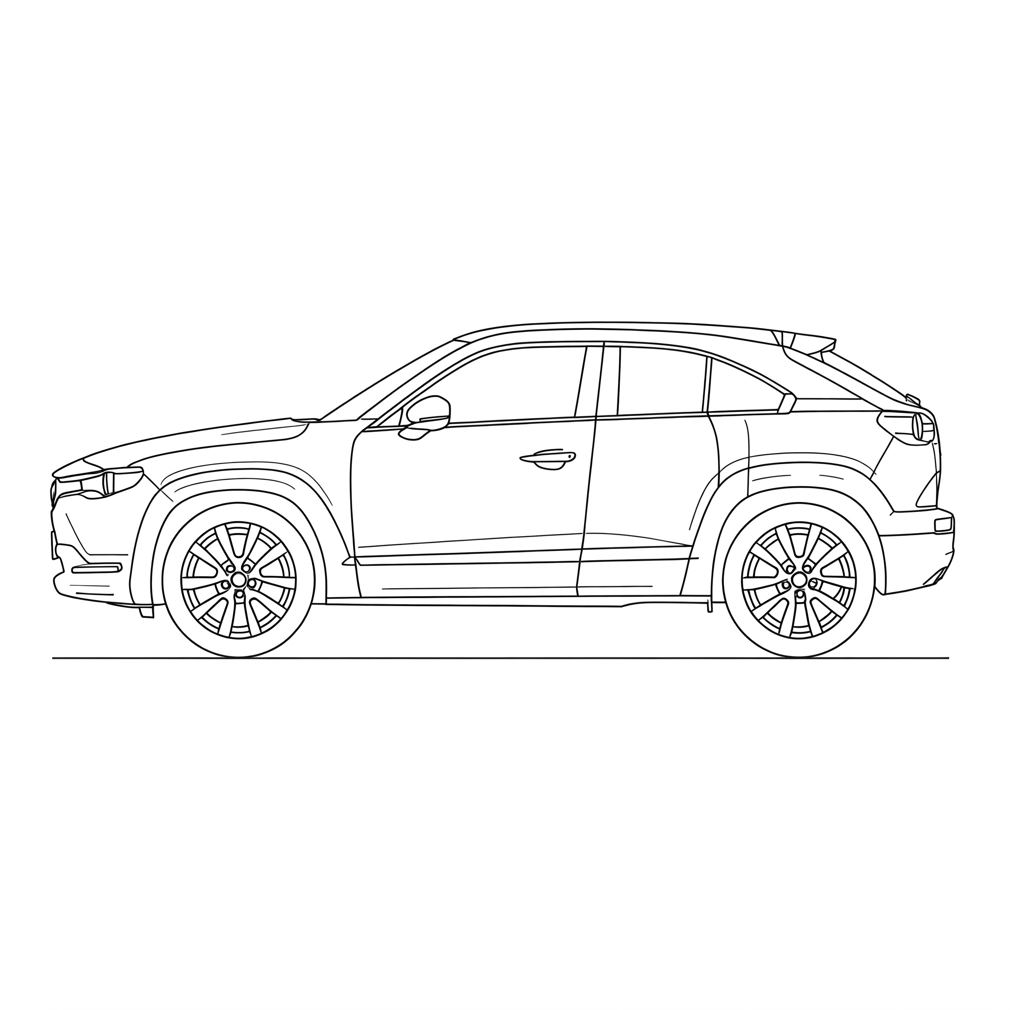 Illustrated profile outline of the Mazda MX-30 -