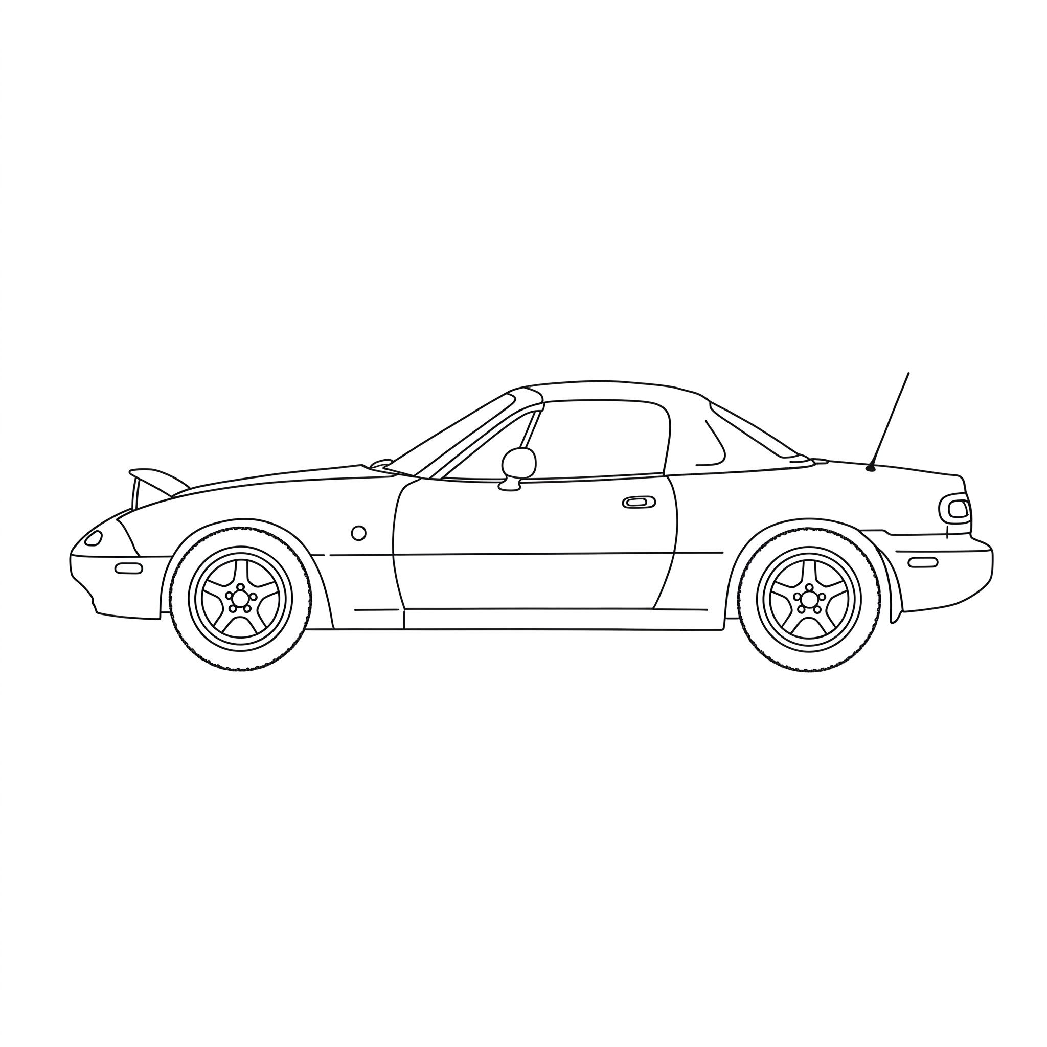 Illustrated profile outline of the Mazda MX-5 Miata 1st gen NA