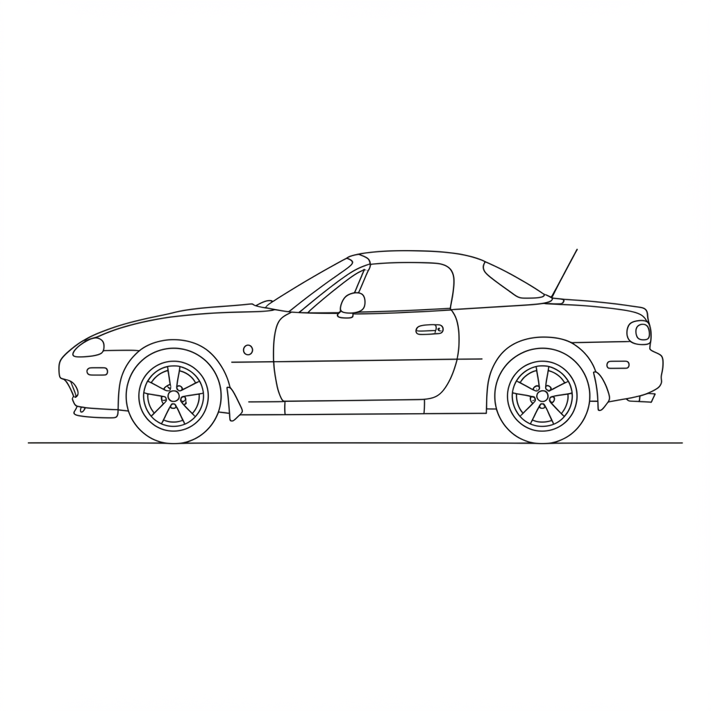 Illustrated profile outline of the Mazda MX-5 Miata 2nd gen NB