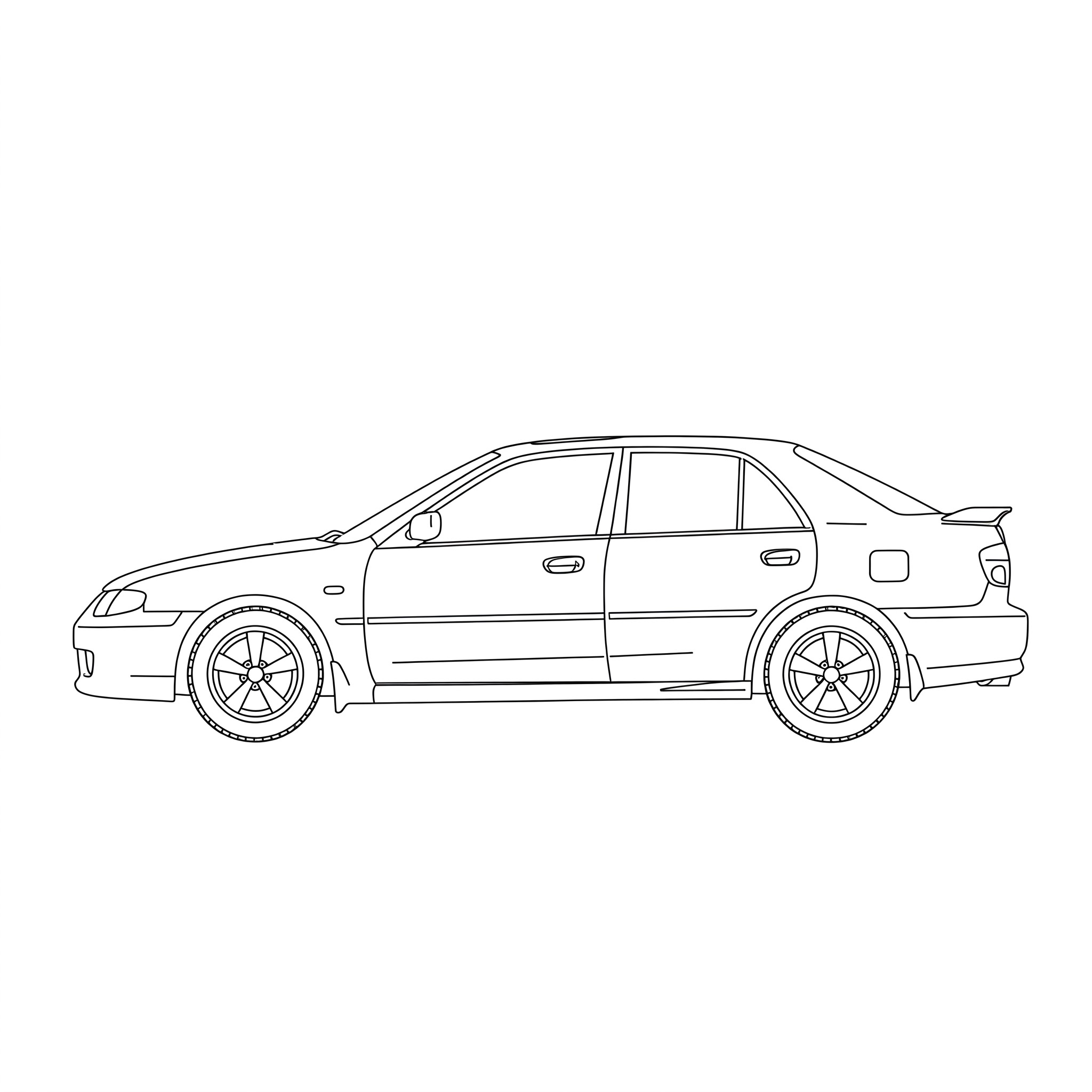 Illustrated profile outline of the Mazda Protege 6th gen BJ