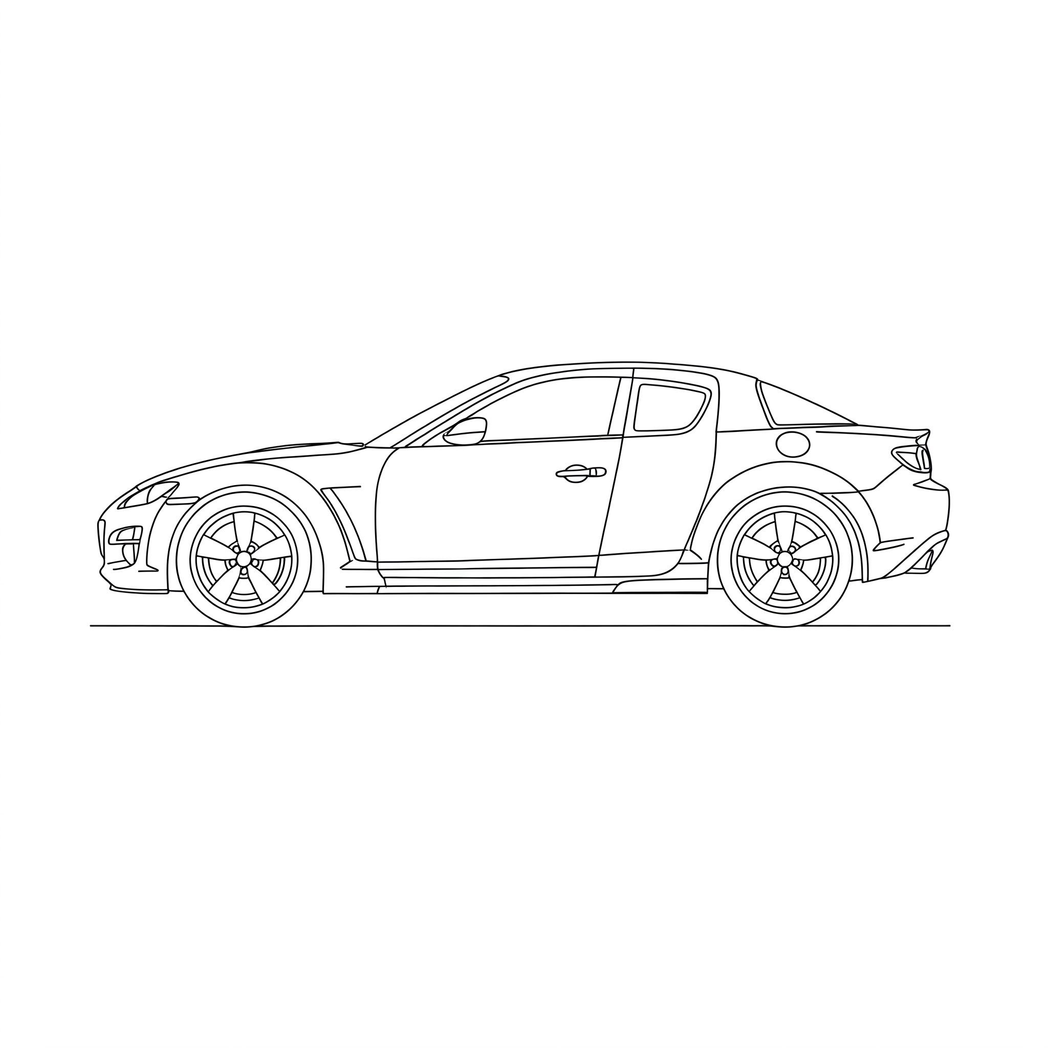 Illustrated profile outline of the Mazda RX-8 -