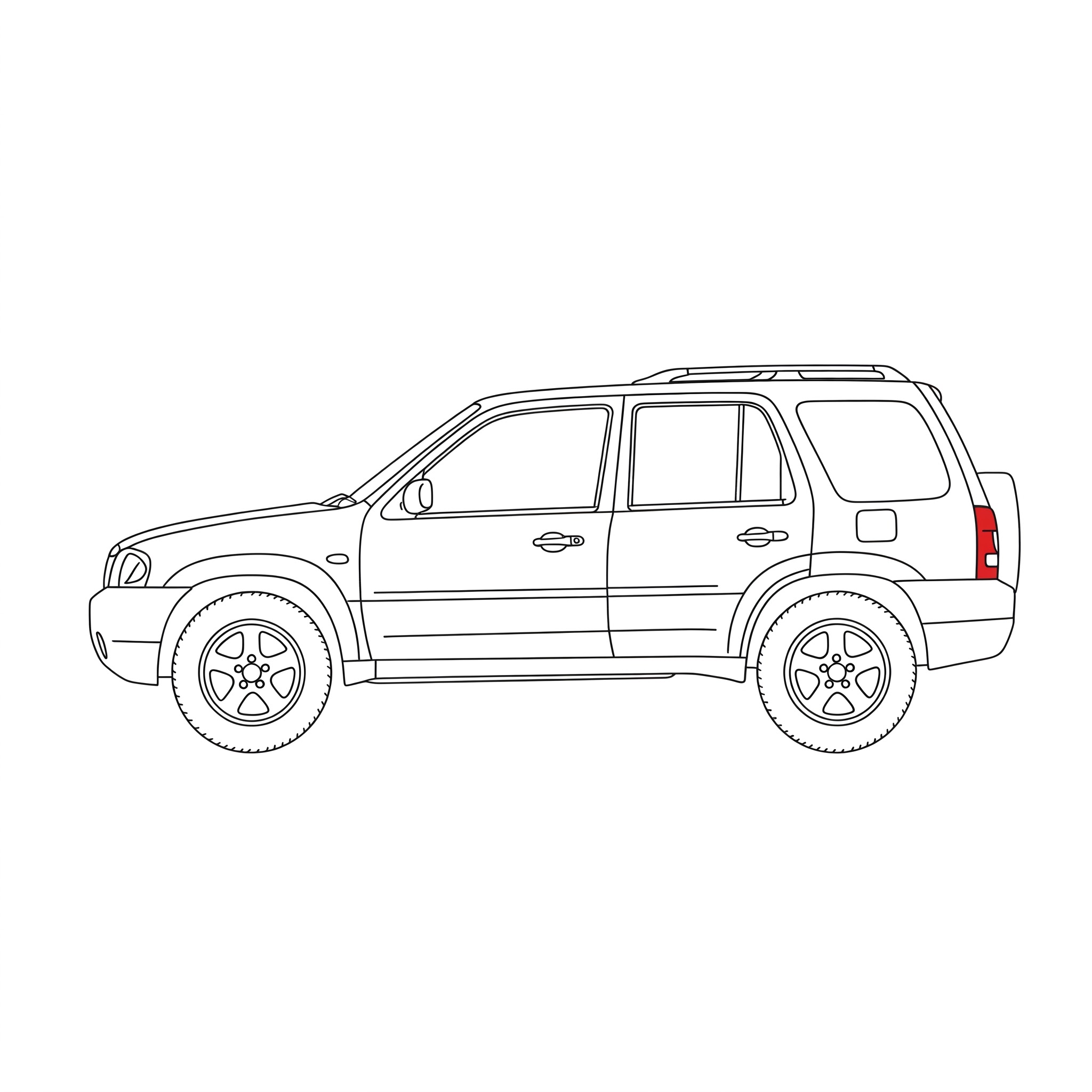 Illustrated profile outline of the Mazda Tribute 1st gen EP
