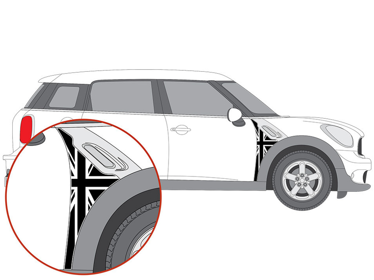 Decal Sets for MINI Countryman R60 2011 to 2016 Union Jack Side Scuttles  Matte Black