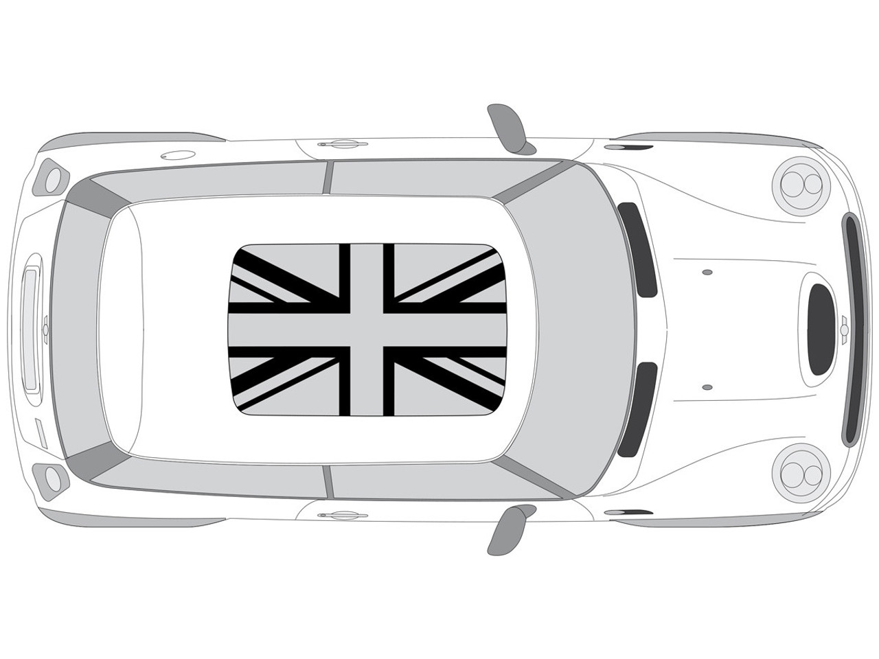 Decal Sets for MINI Cooper R56 2007 to 2013 Union Jack Sunroof Transparent  Dark Gray