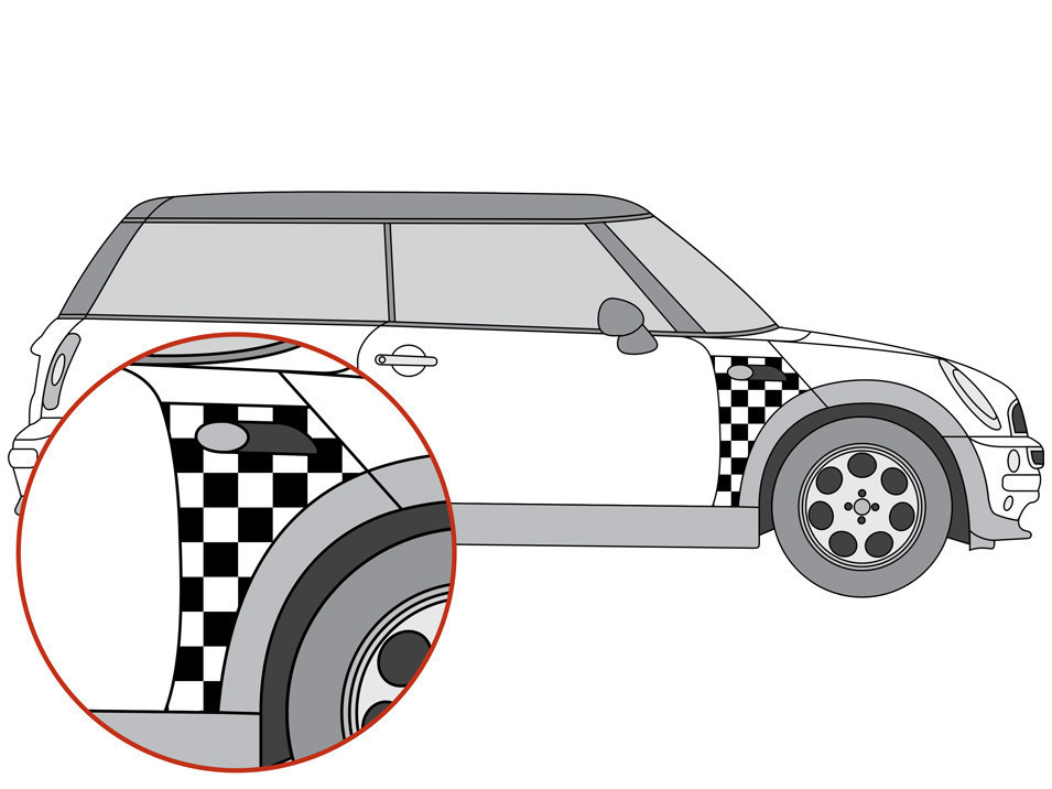 Decal Sets for MINI Cooper R53 2001 to 2006 Checkered Side Scuttle
