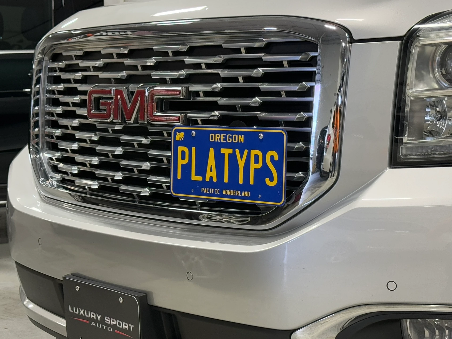 The Platypus License Plate Mount for GMC Yukon XL 5th gen 2015 to 2025