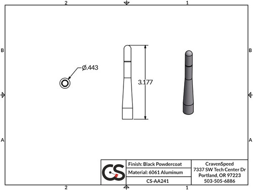 The Stubby Antenna for Chevrolet Cobalt 2005 to 2010 Original - 2007-2010
