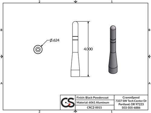The Stubby Antenna for Chevrolet Corvette 5th gen 1997 to 2004 Z06 (Only) Original