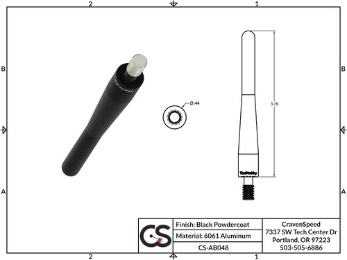 The Stubby Antenna for Dodge Ram Pickup 1500 4th gen 2009 to 2010 Original
