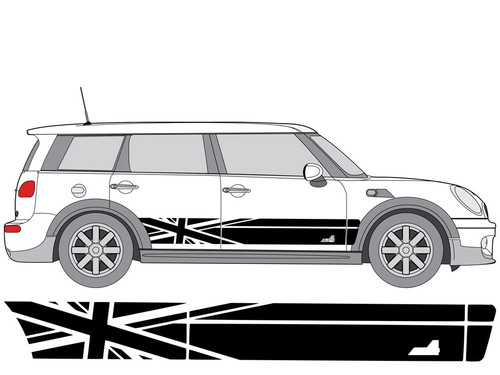Decal Sets for MINI Clubman F54 2016 to 2024 All4 Union Jack Side Stripes Matte Black
