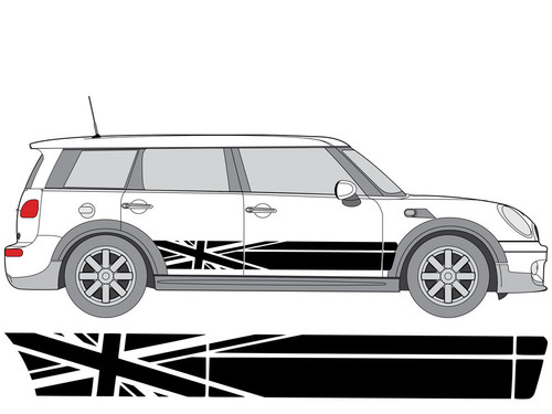 Decal Sets for MINI Clubman F54 2016 to 2024 Union Jack Side Stripes Matte White