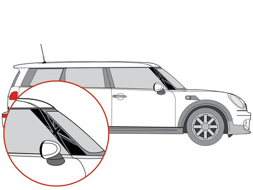 Decal Sets for MINI Clubman F54 2016 to 2024 Union Jack A-Pillar Matte White